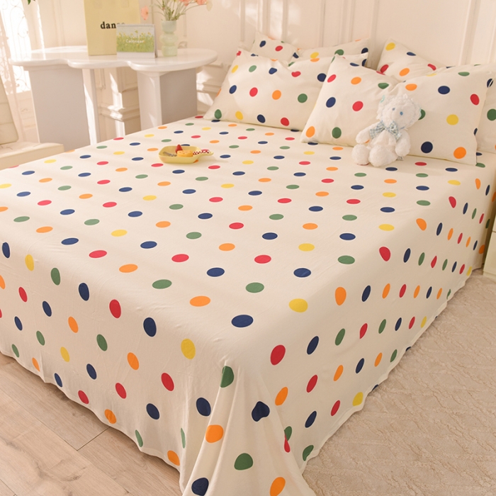 91家纺网 家纺一手货源 找家纺 甜之梦 2025新款针织棉印花单品床单 流星点点