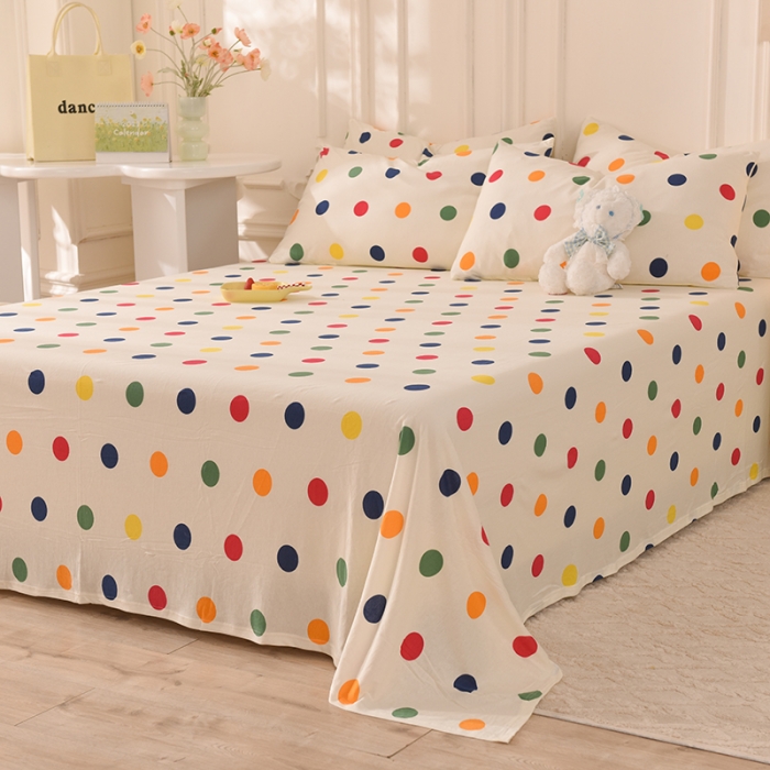 91家纺网 家纺一手货源 找家纺 甜之梦 2025新款针织棉印花单品床单 流星点点