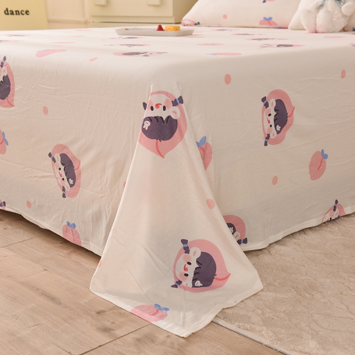 91家纺网 家纺一手货源 找家纺 甜之梦 2025新款针织棉印花单品床单 蜜桃牛奶