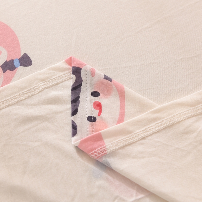 91家纺网 家纺一手货源 找家纺 甜之梦 2025新款针织棉印花单品床单 蜜桃牛奶