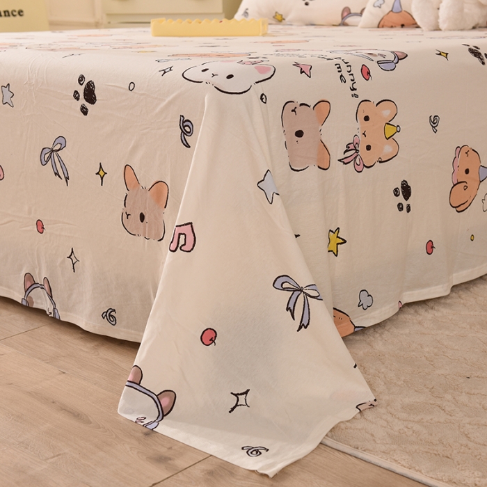 91家纺网 家纺一手货源 找家纺 甜之梦 2025新款针织棉印花单品床单 派对小兔