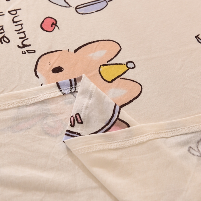 91家纺网 家纺一手货源 找家纺 甜之梦 2025新款针织棉印花单品床单 派对小兔