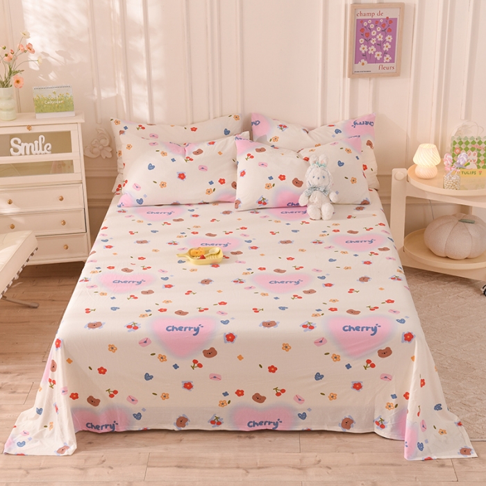 91家纺网 家纺一手货源 找家纺 甜之梦 2025新款针织棉印花单品床单 幸运熊