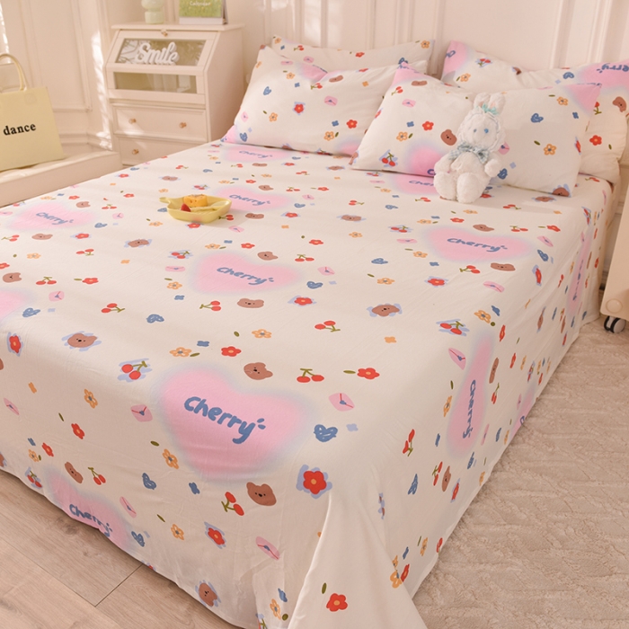 91家纺网 家纺一手货源 找家纺 甜之梦 2025新款针织棉印花单品床单 幸运熊