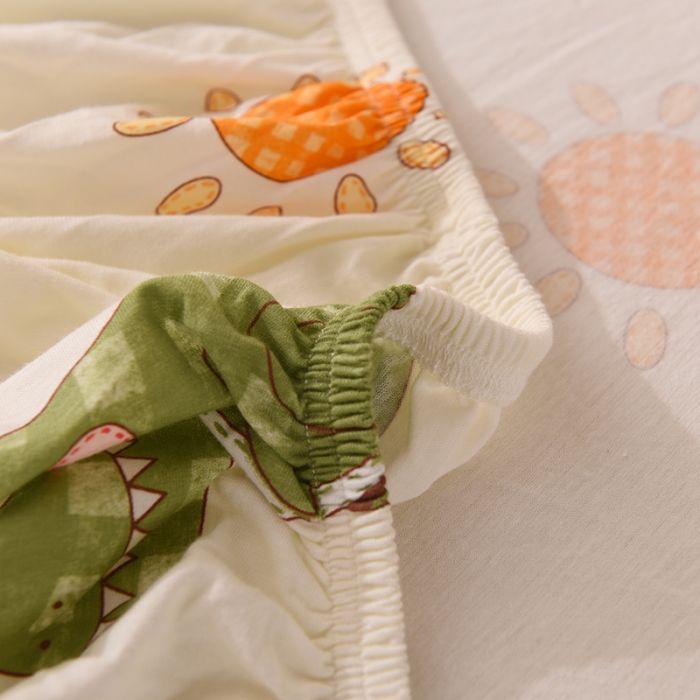 91家纺网 家纺一手货源 找家纺 甜之梦 2025新款针织棉印花单品床笠 恐龙乐园