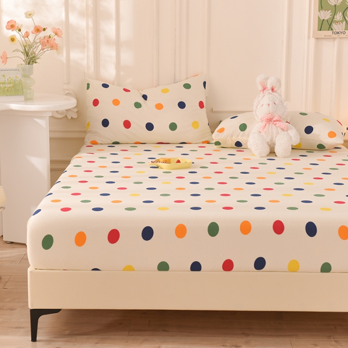 91家纺网 家纺一手货源 找家纺 甜之梦 2025新款针织棉印花单品床笠 流星点点