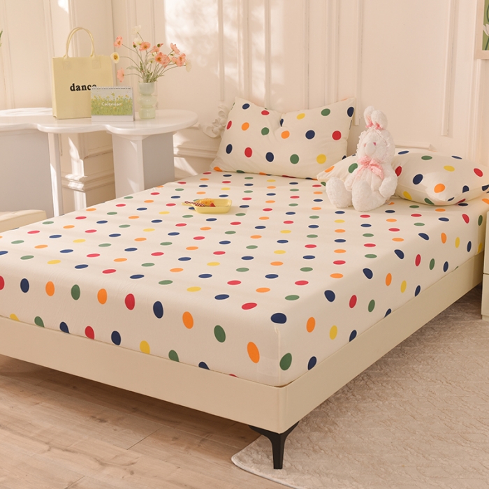 91家纺网 家纺一手货源 找家纺 甜之梦 2025新款针织棉印花单品床笠 流星点点