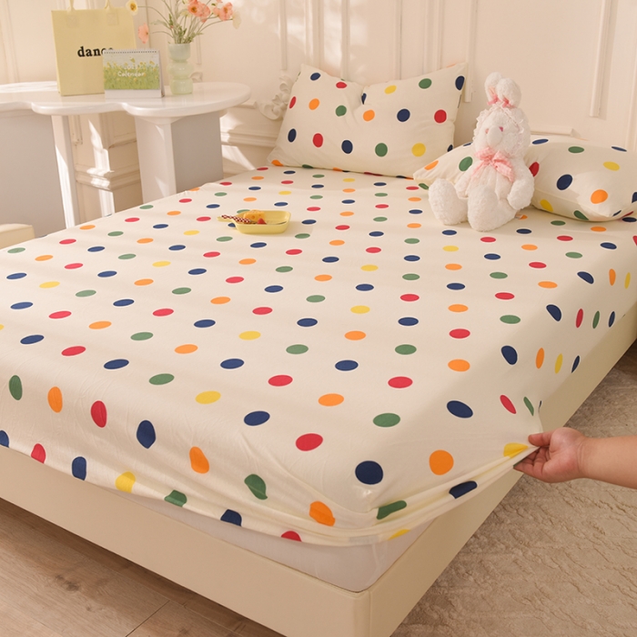 91家纺网 家纺一手货源 找家纺 甜之梦 2025新款针织棉印花单品床笠 流星点点