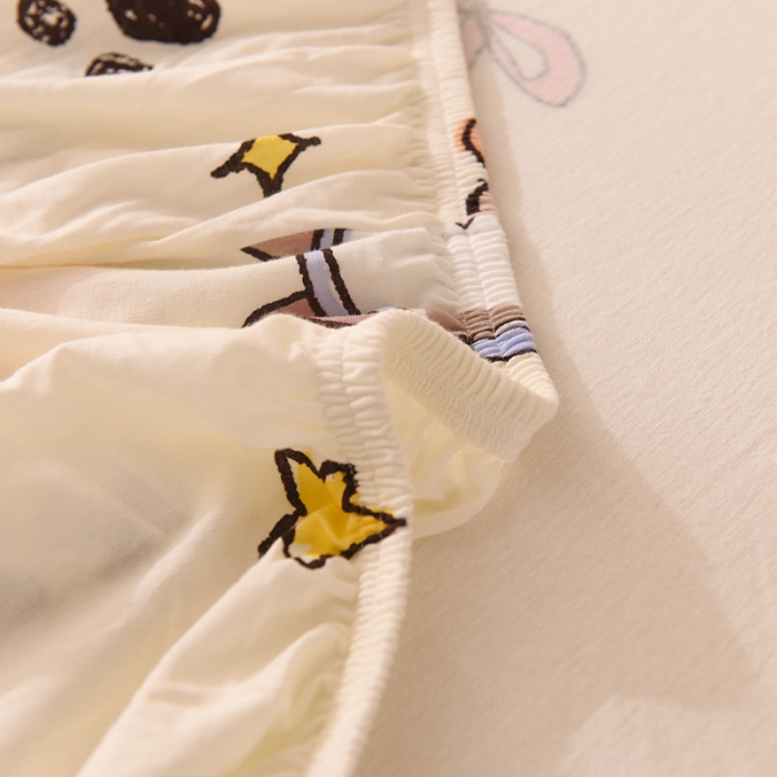 91家纺网 家纺一手货源 找家纺 甜之梦 2025新款针织棉印花单品床笠 派对小兔