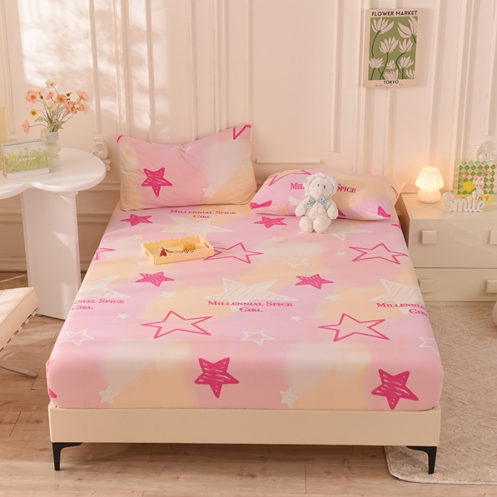 91家纺网 家纺一手货源 找家纺 甜之梦 2025新款针织棉印花单品床笠 星星的约定