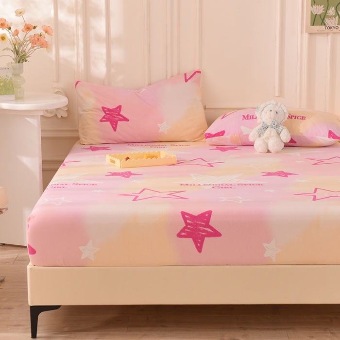 91家纺网 家纺一手货源 找家纺 甜之梦 2025新款针织棉印花单品床笠 星星的约定