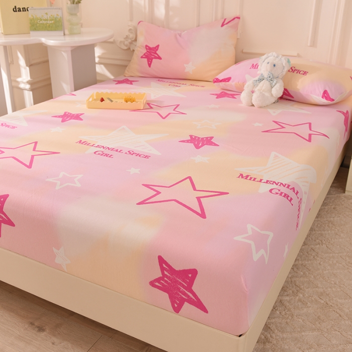 91家纺网 家纺一手货源 找家纺 甜之梦 2025新款针织棉印花单品床笠 星星的约定