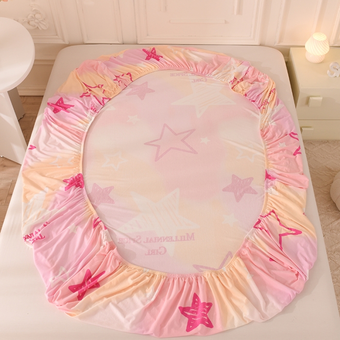 91家纺网 家纺一手货源 找家纺 甜之梦 2025新款针织棉印花单品床笠 星星的约定