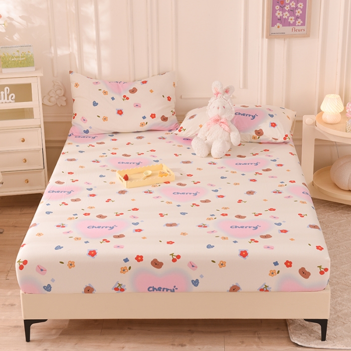 91家纺网 家纺一手货源 找家纺 甜之梦 2025新款针织棉印花单品床笠 幸运熊