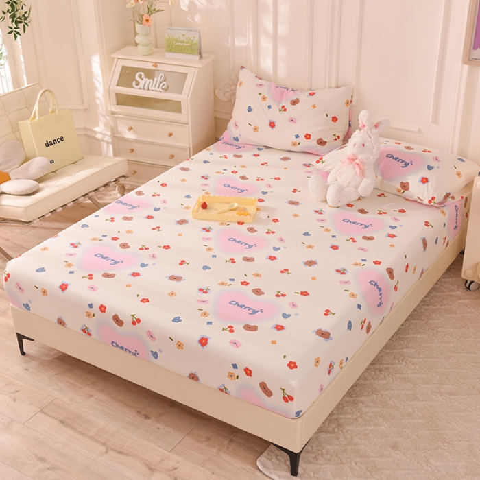 91家纺网 家纺一手货源 找家纺 甜之梦 2025新款针织棉印花单品床笠 幸运熊