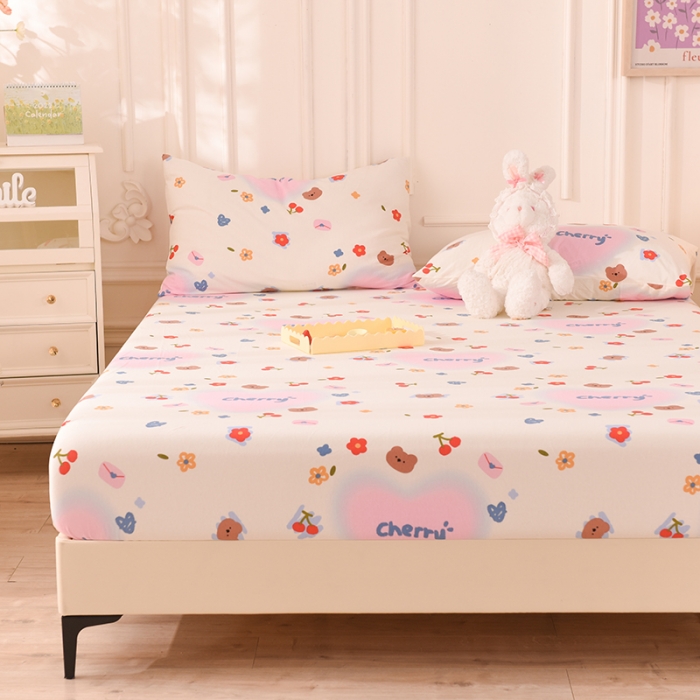 91家纺网 家纺一手货源 找家纺 甜之梦 2025新款针织棉印花单品床笠 幸运熊