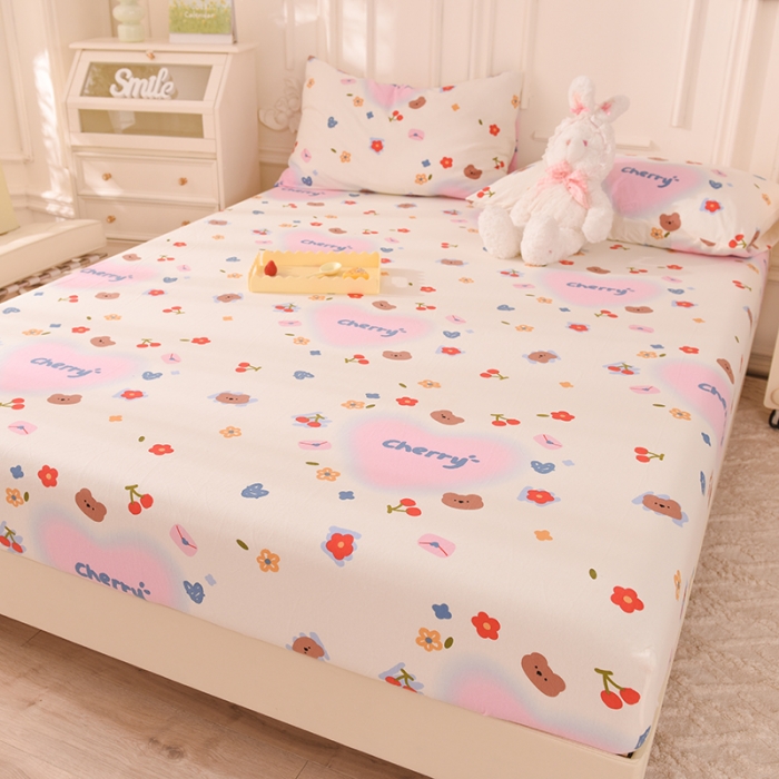 91家纺网 家纺一手货源 找家纺 甜之梦 2025新款针织棉印花单品床笠 幸运熊