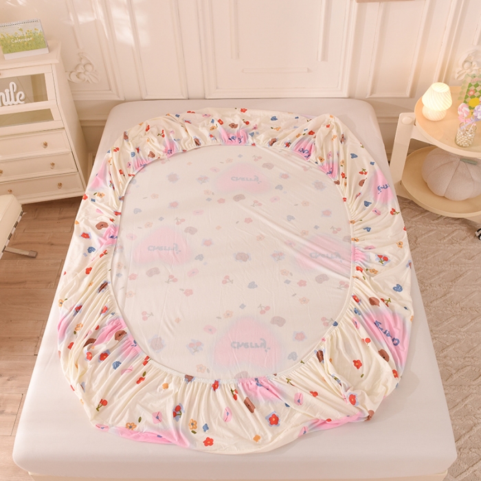 91家纺网 家纺一手货源 找家纺 甜之梦 2025新款针织棉印花单品床笠 幸运熊