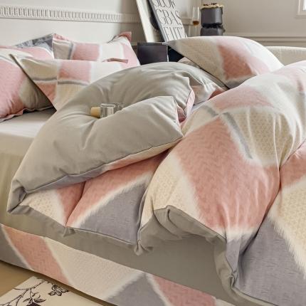 91家纺网 家纺一手货源 找家纺 （总）金丝鸟 2023新款原棉磨毛四件套简约系列