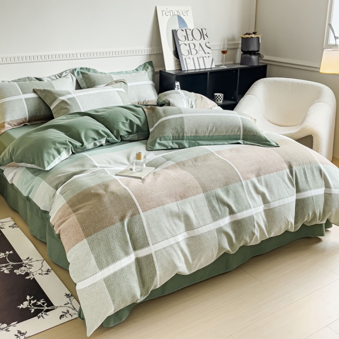 91家纺网 家纺一手货源 找家纺 （总）金丝鸟 2023新款原棉磨毛四件套简约系列