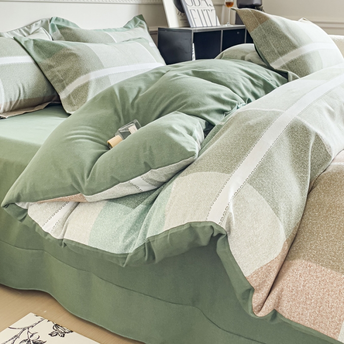 91家纺网 家纺一手货源 找家纺 金丝鸟 2023新款原棉磨毛四件套简约系列 暗夜精灵格