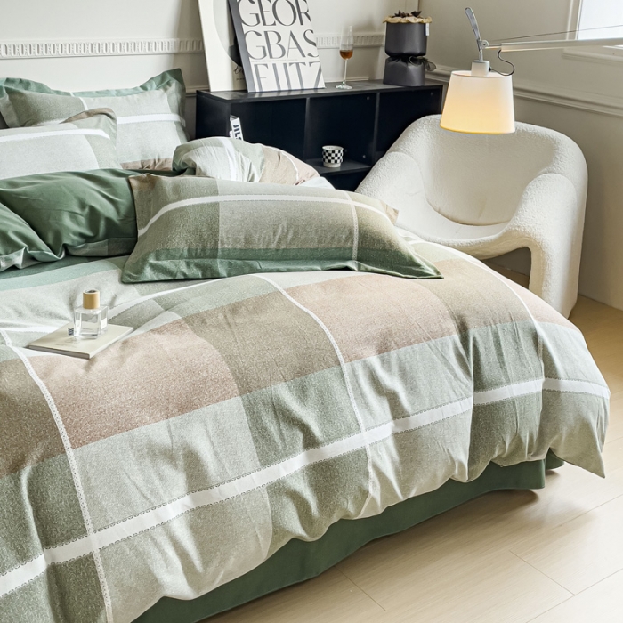 91家纺网 家纺一手货源 找家纺 金丝鸟 2023新款原棉磨毛四件套简约系列 暗夜精灵格