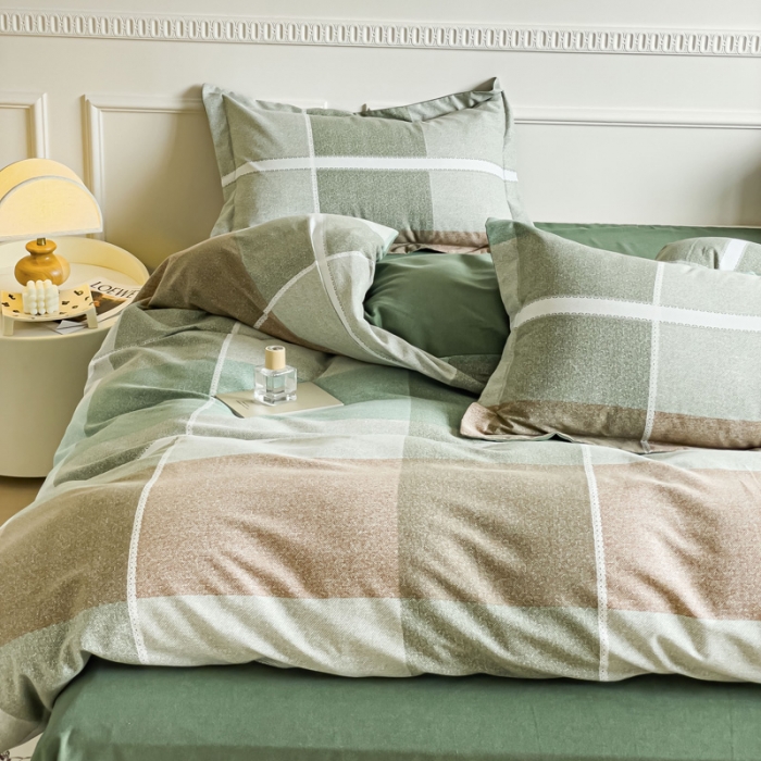 91家纺网 家纺一手货源 找家纺 金丝鸟 2023新款原棉磨毛四件套简约系列 暗夜精灵格