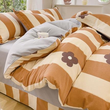 91家纺网 家纺一手货源 找家纺 （总）金丝鸟 2023新款原棉磨毛四件套小清新系列