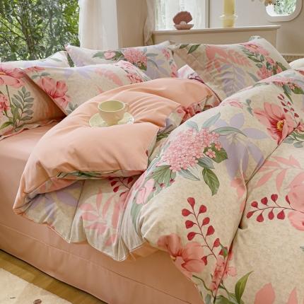 91家纺网 家纺一手货源 找家纺 （总）金丝鸟 2023新款原棉磨毛四件套小清新系列