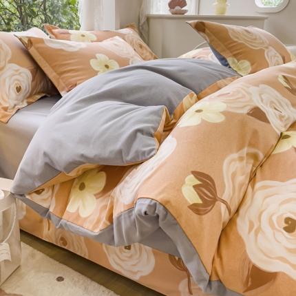 91家纺网 家纺一手货源 找家纺 （总）金丝鸟 2023新款原棉磨毛四件套小清新系列