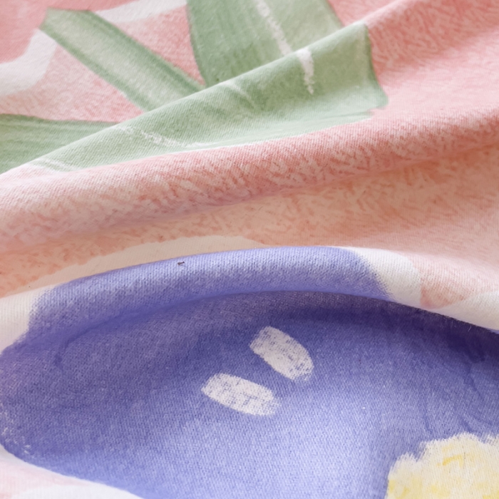 91家纺网 家纺一手货源 找家纺 金丝鸟 2023新款原棉磨毛四件套小清新系列 沉香粉