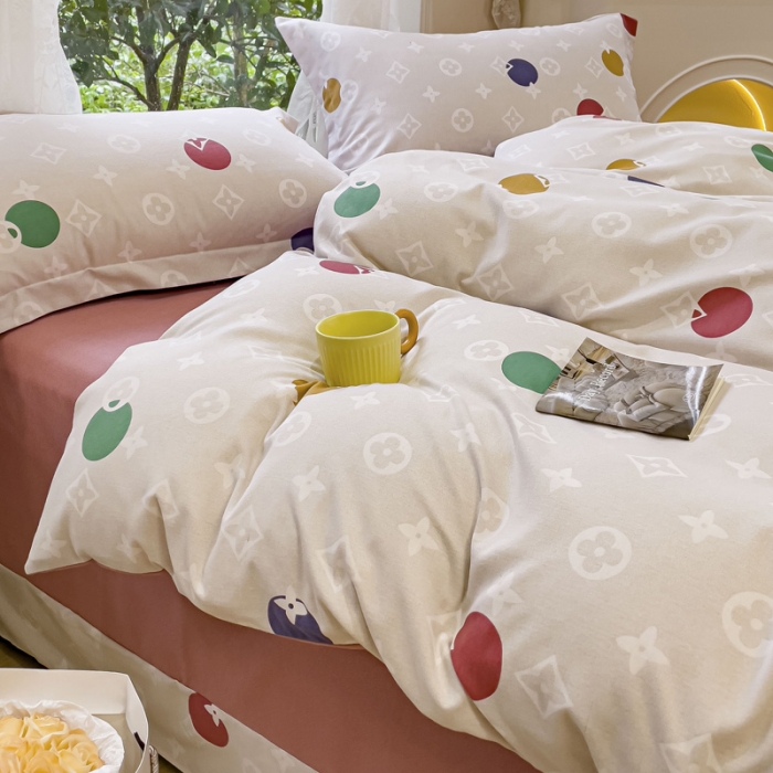 91家纺网 家纺一手货源 找家纺 金丝鸟 2023新款原棉磨毛四件套小清新系列 多利圈