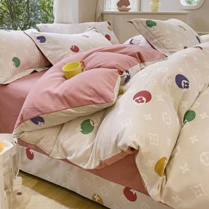 金丝鸟 2023新款原棉磨毛四件套小清新系列 多利圈