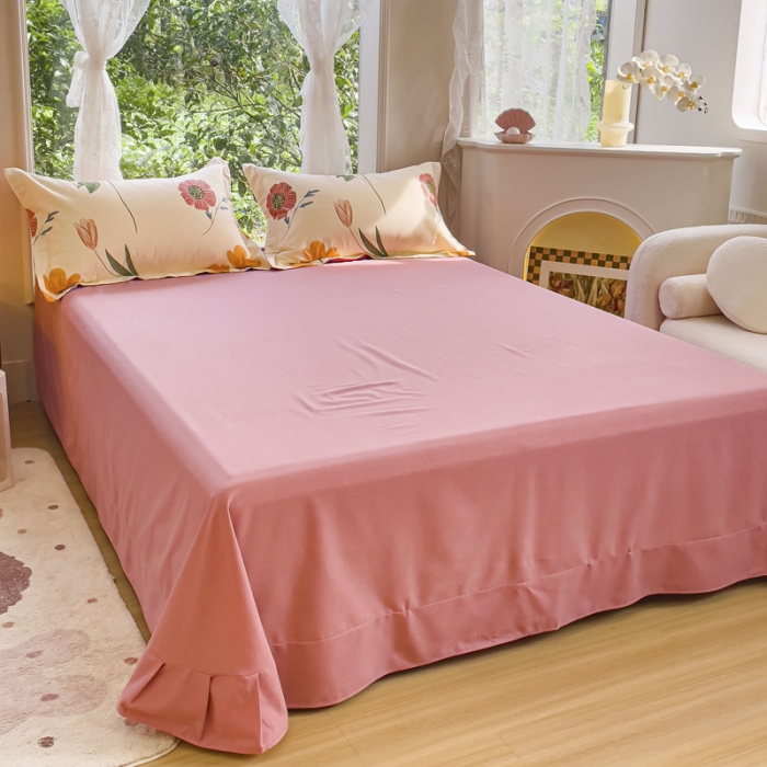 91家纺网 家纺一手货源 找家纺 金丝鸟 2023新款原棉磨毛四件套小清新系列 花溪寻梦