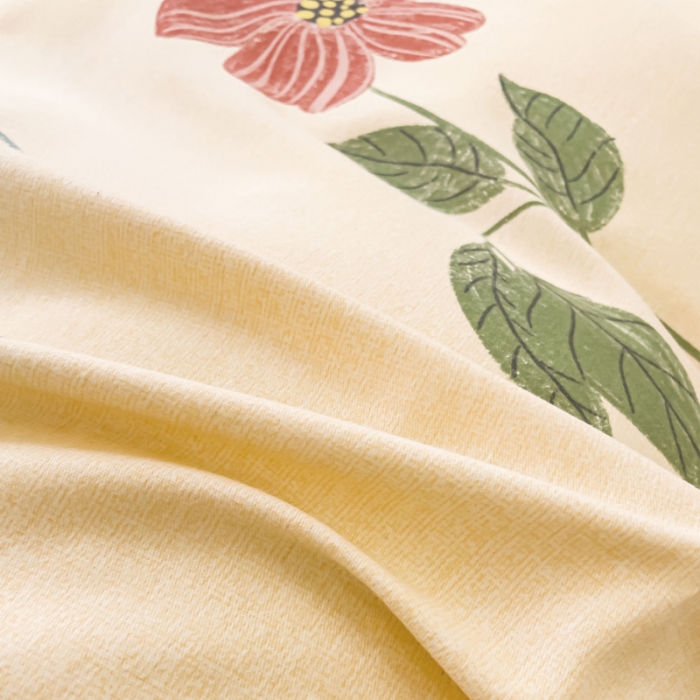 91家纺网 家纺一手货源 找家纺 金丝鸟 2023新款原棉磨毛四件套小清新系列 花溪寻梦