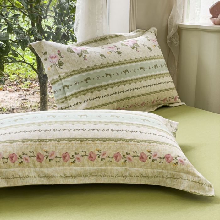 91家纺网 家纺一手货源 找家纺 金丝鸟 2023新款原棉磨毛四件套小清新系列 花知晓