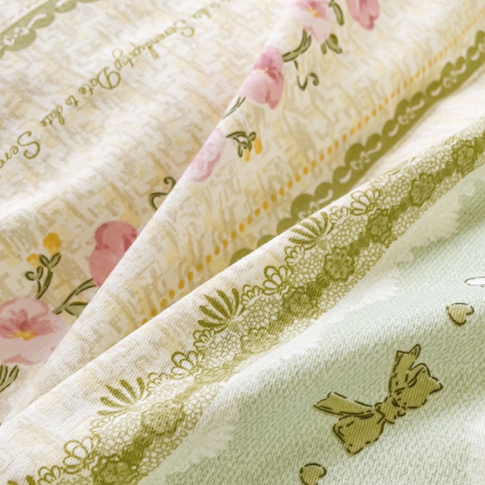 91家纺网 家纺一手货源 找家纺 金丝鸟 2023新款原棉磨毛四件套小清新系列 花知晓