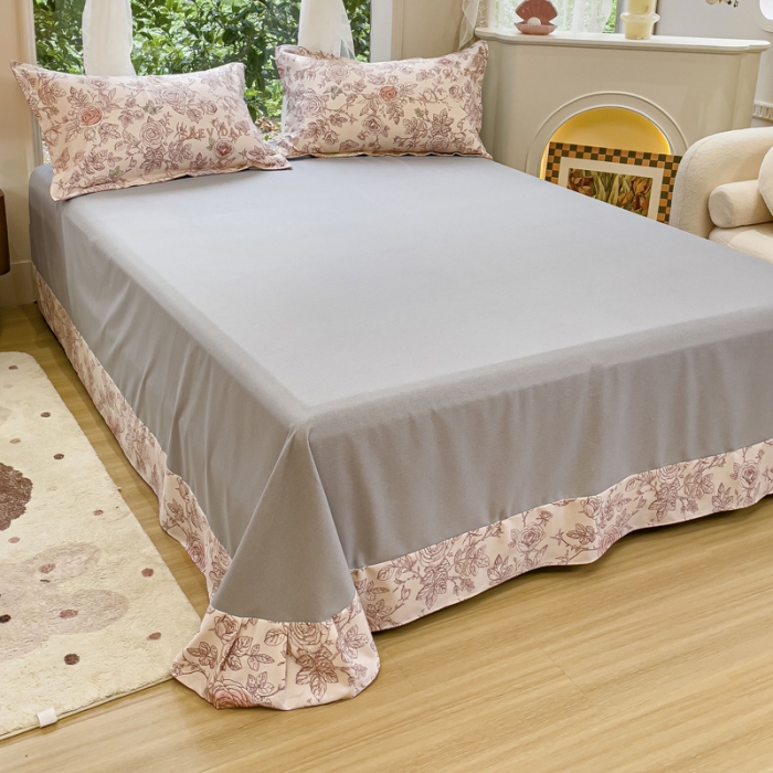 91家纺网 家纺一手货源 找家纺 金丝鸟 2023新款原棉磨毛四件套小清新系列 加州风情棕