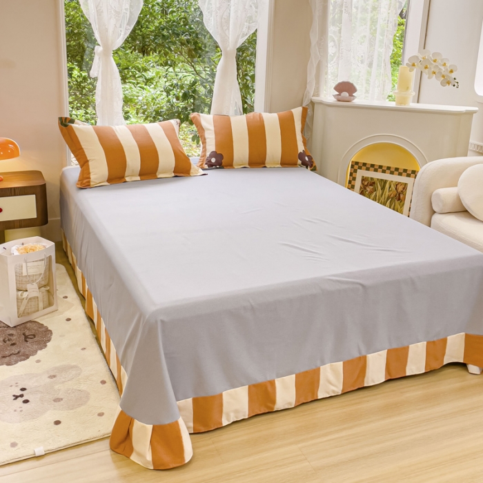 91家纺网 家纺一手货源 找家纺 金丝鸟 2023新款原棉磨毛四件套小清新系列 妮可桔