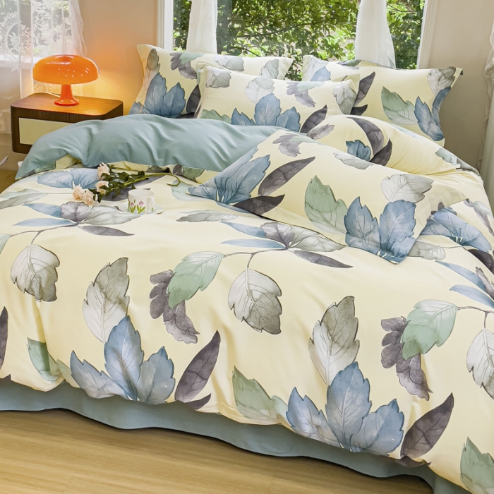 91家纺网 家纺一手货源 找家纺 金丝鸟 2023新款原棉磨毛四件套小清新系列 水墨江南