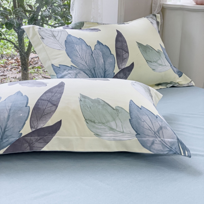 91家纺网 家纺一手货源 找家纺 金丝鸟 2023新款原棉磨毛四件套小清新系列 水墨江南