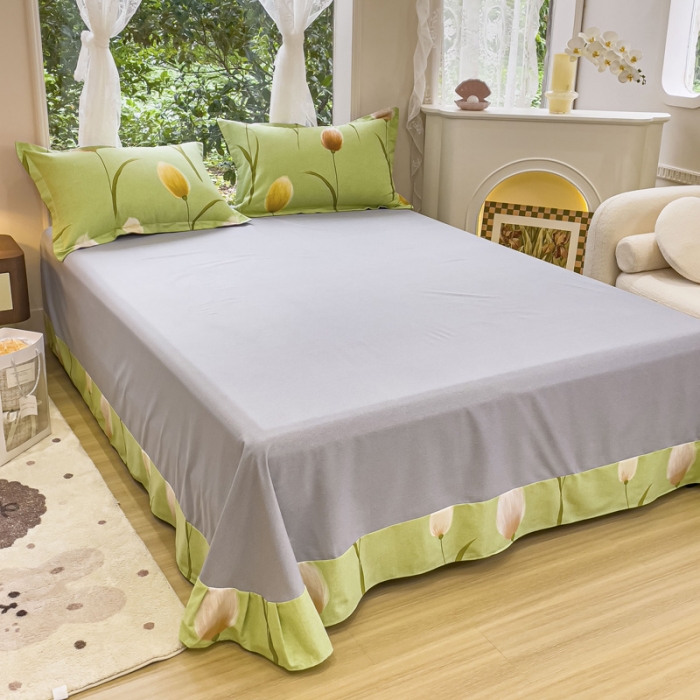 91家纺网 家纺一手货源 找家纺 金丝鸟 2023新款原棉磨毛四件套小清新系列 玉兰满庭