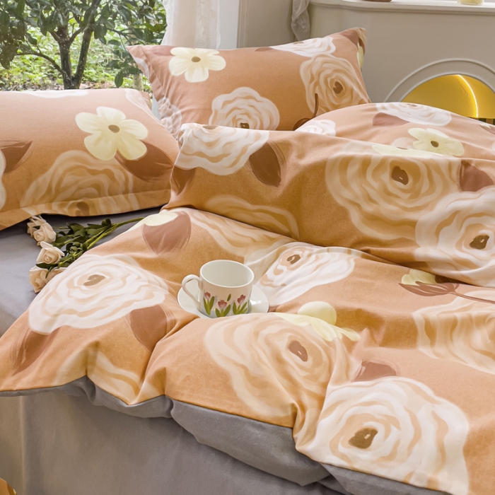 91家纺网 家纺一手货源 找家纺 金丝鸟 2023新款原棉磨毛四件套小清新系列 云梦