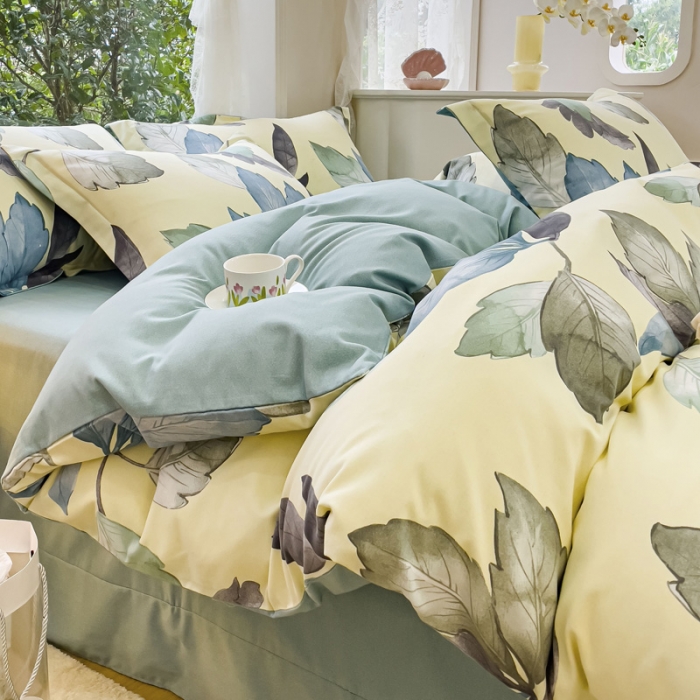 91家纺网 家纺一手货源 找家纺 （总）金丝鸟 2023新款原棉磨毛四件套小清新系列