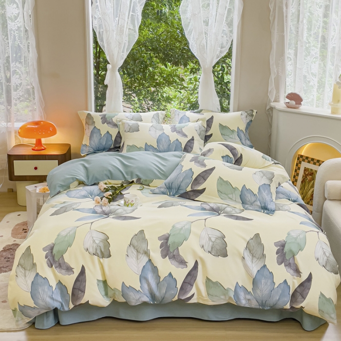 91家纺网 家纺一手货源 找家纺 （总）金丝鸟 2023新款原棉磨毛四件套小清新系列