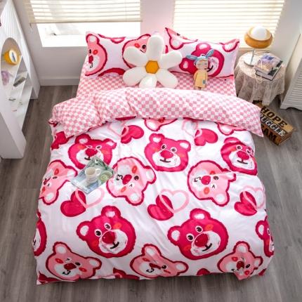 91家纺网 家纺一手货源 找家纺 乐居坊 2025新款芦荟棉单被套 甜甜熊