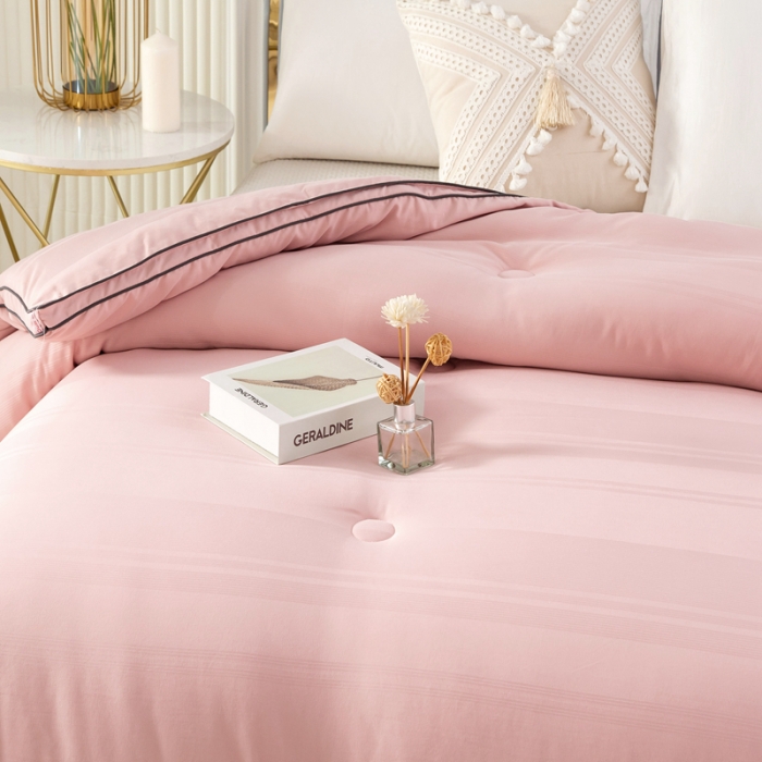 91家纺网 家纺一手货源 找家纺 优姿家纺 2024新款优棉提花大豆纤维被春秋被冬被 香妃粉