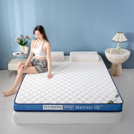 91家纺网 家纺一手货源 找家纺 顺发床垫2025A类针织乳胶抗压棉乳胶床垫-字母边款 菱形白（蓝）