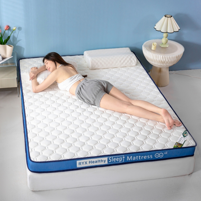 91家纺网 家纺一手货源 找家纺 顺发床垫2025A类针织乳胶抗压棉乳胶床垫-字母边款 菱形白（蓝）