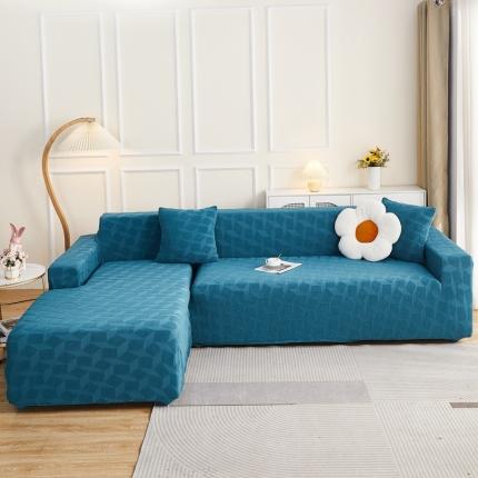 逐日沙发套 2023新款粗针加厚提花沙发套-方格 方格-宝石蓝